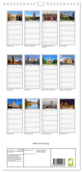 Produktbild: Familienplaner 2026 - Reise durch Leipzig mit 5 Spalten (Wandkalender, 21 x 45 cm) CALVENDO