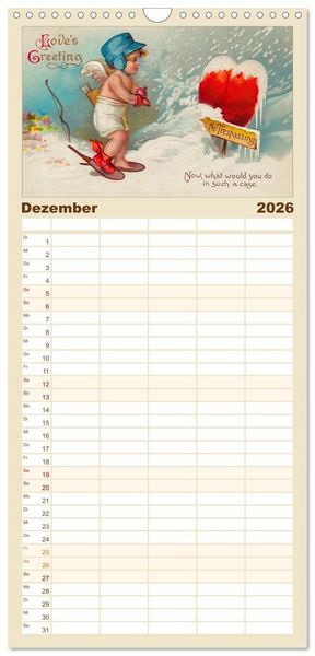 Produktbild: Familienplaner 2026 - Liebesboten mit 5 Spalten (Wandkalender, 21 x 45 cm) CALVENDO