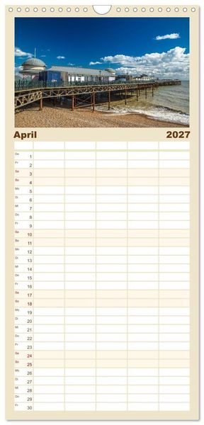 Produktbild: Familienplaner 2027 - Seebr&uuml;cken im Vereinigten K&ouml;nigreich mit 5 Spalten (Wandkalender, 21 x 45 cm) CALVENDO