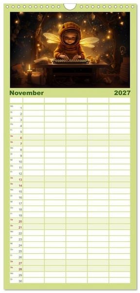 Produktbild: Familienplaner 2027 - Hallo! Ich bin die Honigbiene mit 5 Spalten (Wandkalender, 21 x 45 cm) CALVENDO