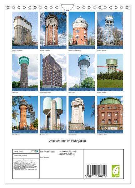 Produktbild: Wassert&uuml;rme im Ruhrgebiet (Wandkalender 2026 DIN A4 hoch), CALVENDO Monatskalender
