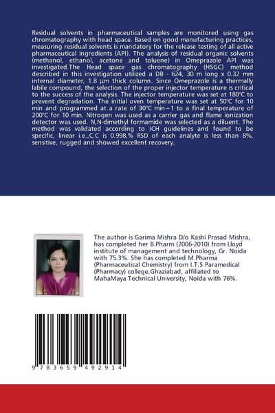 Produktbild: Method development and validation by Gas chromatography-HeadSpace