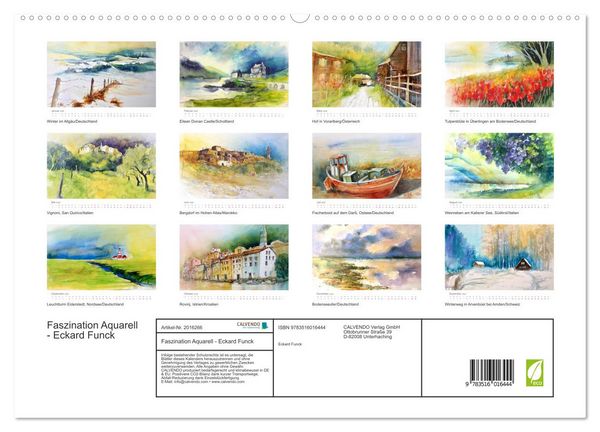 Produktbild: Faszination Aquarell - Eckard Funck (hochwertiger Premium Wandkalender 2026 DIN A2 quer), Kunstdruck in Hochglanz