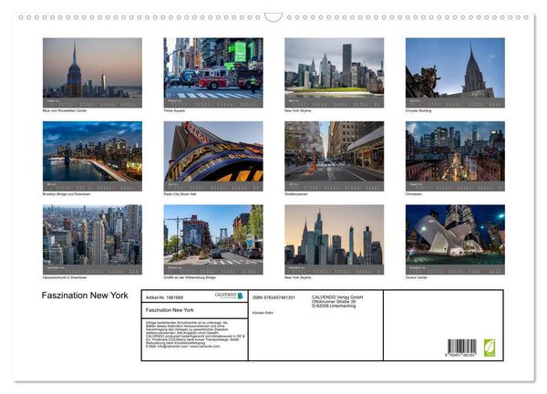 Produktbild: Faszination New York (Wandkalender 2026 DIN A2 quer), CALVENDO Monatskalender