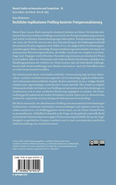 Produktbild: Rechtliche Implikationen Profiling-basierter Preispersonalisierung
