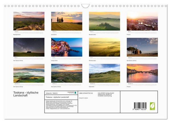 Produktbild: Toskana - idyllische Landschaft (Wandkalender 2026 DIN A3 quer), CALVENDO Monatskalender