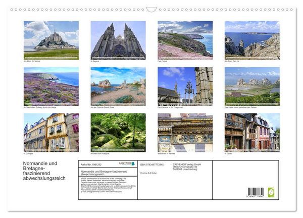 Produktbild: Normandie und Bretagne-faszinierend abwechslungsreich (Wandkalender 2026 DIN A2 quer), CALVENDO Monatskalender