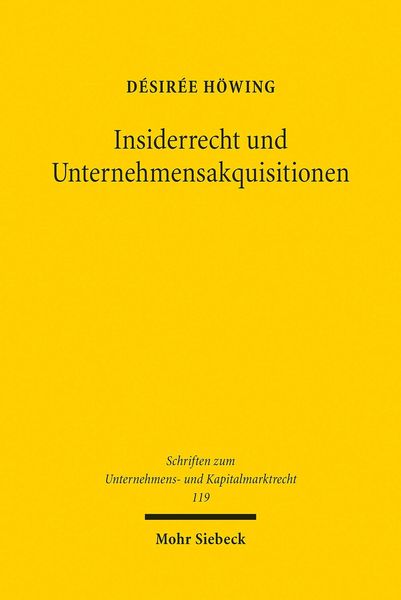 Produktbild: Insiderrecht und Unternehmensakquisitionen