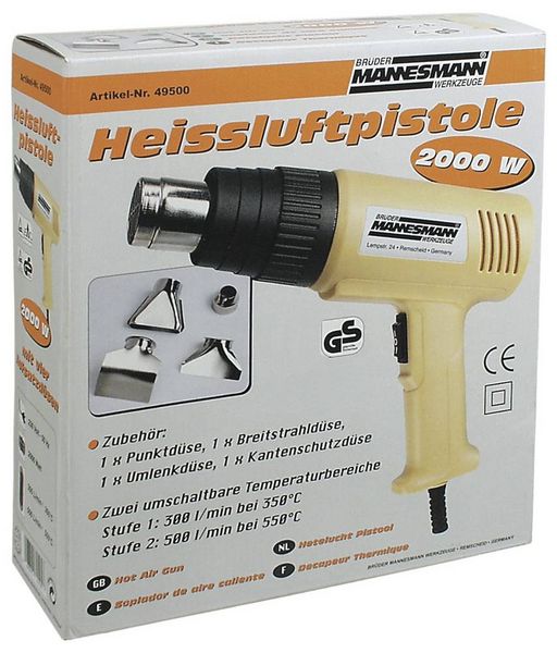 Produktbild: Br&uuml;der Mannesmann M49500 M49500 Hei&szlig;luftgebl&auml;se mit Zubeh&ouml;r 2000W
