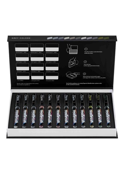Produktbild: KARIN Marker Realbrush PIGMENT Grey Colors Collection, 12er Pinsel Set