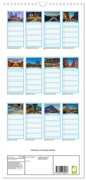Produktbild: Familienplaner 2026 - Chemnitz zur blauen Stunde mit 5 Spalten (Wandkalender, 21 x 45 cm) CALVENDO