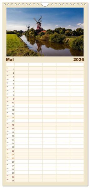 Produktbild: Familienplaner 2026 - Ostfriesland - Tour mit 5 Spalten (Wandkalender, 21 x 45 cm) CALVENDO