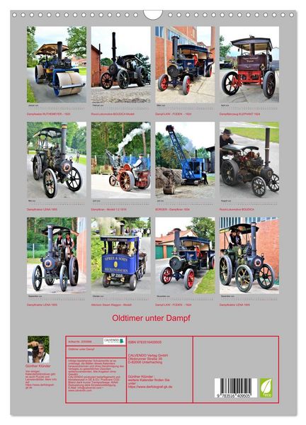 Produktbild: Oldtimer unter Dampf (Wandkalender 2026 DIN A3 hoch), CALVENDO Monatskalender