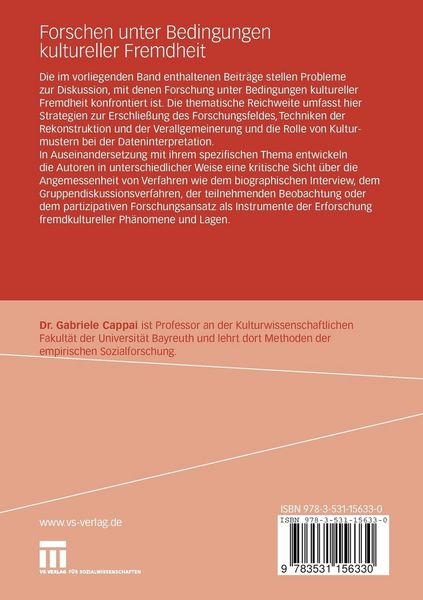 Produktbild: Forschen unter Bedingungen kultureller Fremdheit