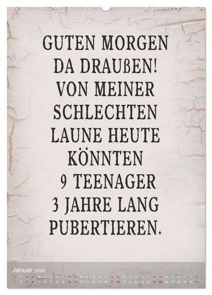 Produktbild: Ziemlich schlecht gelaunt (hochwertiger Premium Wandkalender 2026 DIN A2 hoch), Kunstdruck in Hochglanz