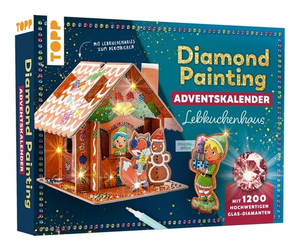 Produktbild: Diamond Painting Adventskalender Lebkuchenhaus. Mit Material und Werkzeug