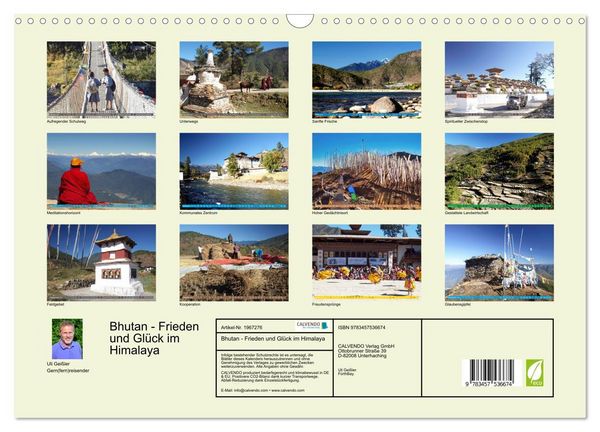 Produktbild: Bhutan - Frieden und Gl&uuml;ck im Himalaya (Wandkalender 2026 DIN A3 quer), CALVENDO Monatskalender