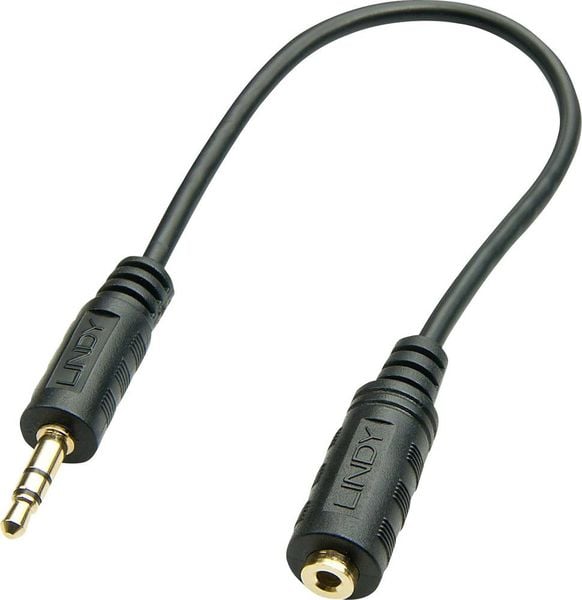 LINDY 35699 35699 Klinke Audio Adapterkabel [1x Klinkenstecker 3.5 mm - 1x Klinkenbuchse 2.5 mm] Schwarz