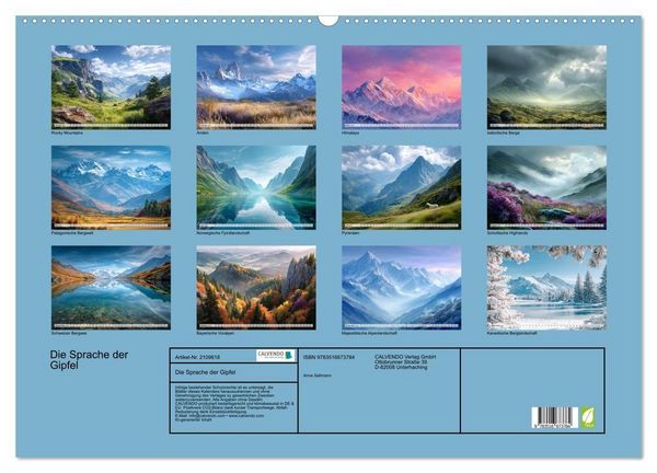 Produktbild: Die Sprache der Gipfel (Wandkalender 2026 DIN A2 quer), CALVENDO Monatskalender