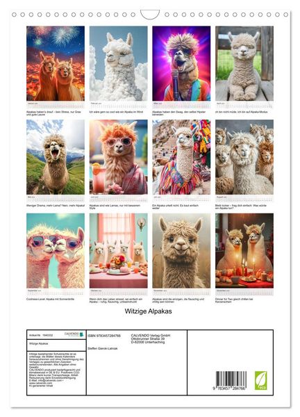 Produktbild: Witzige Alpakas (Wandkalender 2026 DIN A3 hoch), CALVENDO Monatskalender