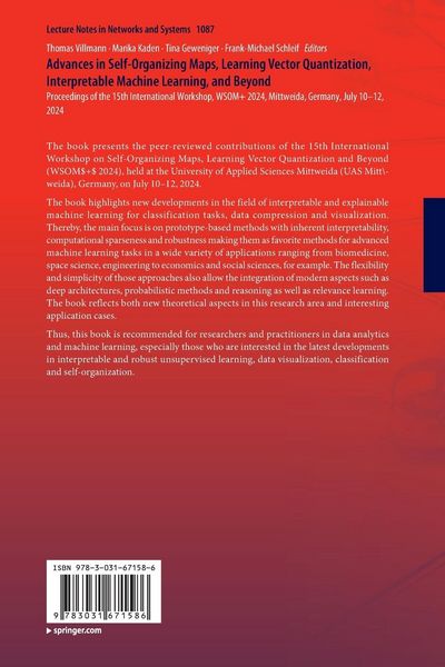 Produktbild: Advances in Self-Organizing Maps, Learning Vector Quantization, Interpretable Machine Learning, and Beyond
