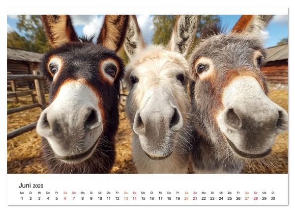 Produktbild: Esel - sanfte Seelen, gro&szlig;e Ohren (Wandkalender 2026 DIN A3 quer), CALVENDO Monatskalender