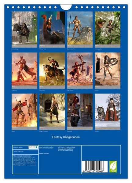 Produktbild: Fantasy Kriegerinnen (Wandkalender 2026 DIN A4 hoch), CALVENDO Monatskalender