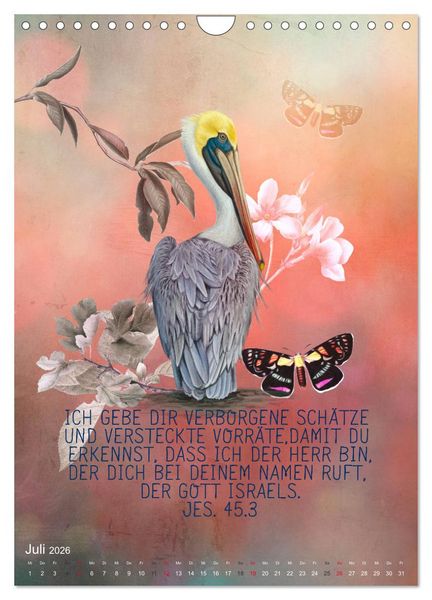 Produktbild: Bibelworte f&uuml;r Vogelfreunde (Wandkalender 2026 DIN A4 hoch), CALVENDO Monatskalender
