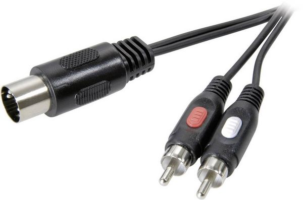 Produktbild: SpeaKa Professional SP-7870640 DIN-Anschluss / Cinch Audio Anschlusskabel [1x Diodenstecker 5pol (DIN) - 2x Cinch-Stecker] 1.50 m Schwarz