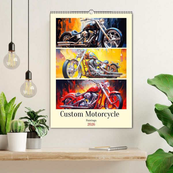 Produktbild: Custom Motorcycle Paintings (Wandkalender 2026 DIN A2 hoch), CALVENDO Monatskalender