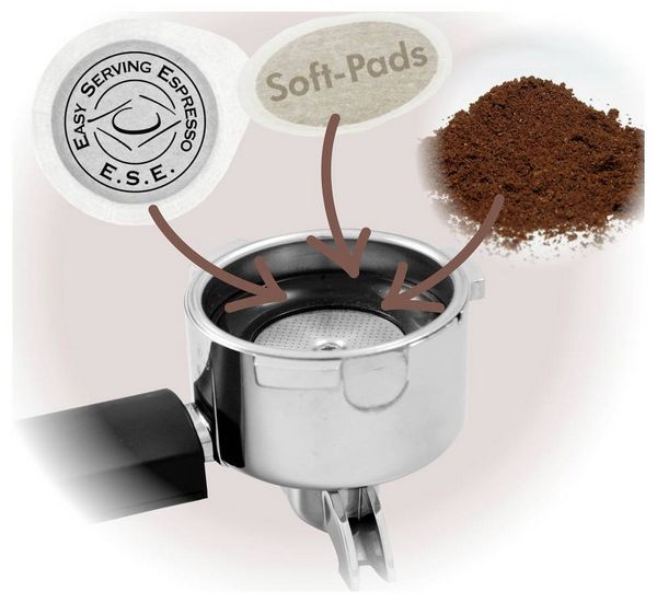 Produktbild: Trisa Espresso Perfetto Espressomaschine Schwarz, Edelstahl 1275W