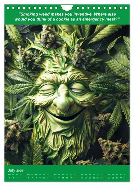 Produktbild: The funniest cannabis pictures and slogans (Wall Calendar 2026 DIN A4 portrait), CALVENDO 12 Month Wall Calendar