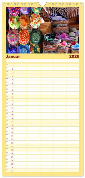 Produktbild: Familienplaner 2026 - Mexiko - Land der Farben mit 5 Spalten (Wandkalender, 21 x 45 cm) CALVENDO
