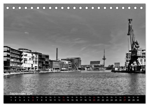 Produktbild: M&uuml;nster in schwarz-wei&szlig; gesehen (Tischkalender 2026 DIN A5 quer), CALVENDO Monatskalender