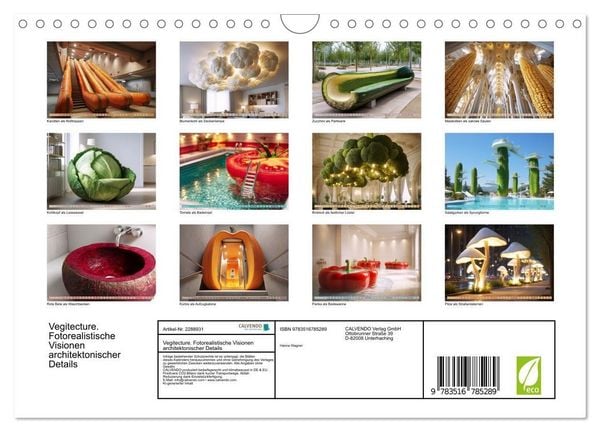 Produktbild: Vegitecture. Fotorealistische Visionen architektonischer Details (Wandkalender 2027 DIN A4 quer), CALVENDO Monatskalender