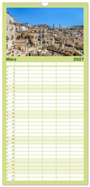 Produktbild: Familienplaner 2027 - Matera - Die Stadt der Sassi mit 5 Spalten (Wandkalender, 21 x 45 cm) CALVENDO