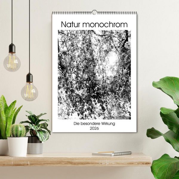 Produktbild: Natur monochrom Die besondere Wirkung (Wandkalender 2026 DIN A2 hoch), CALVENDO Monatskalender