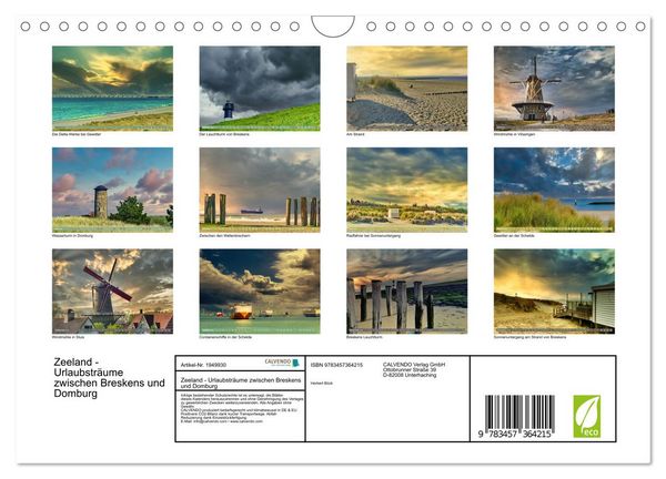 Produktbild: Zeeland - Urlaubstr&auml;ume zwischen Breskens und Domburg (Wandkalender 2026 DIN A4 quer), CALVENDO Monatskalender