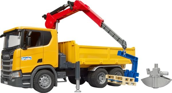 Produktbild: bruder 03551 Scania Super 560R Baustellen-LKW Kran und 2 Paletten