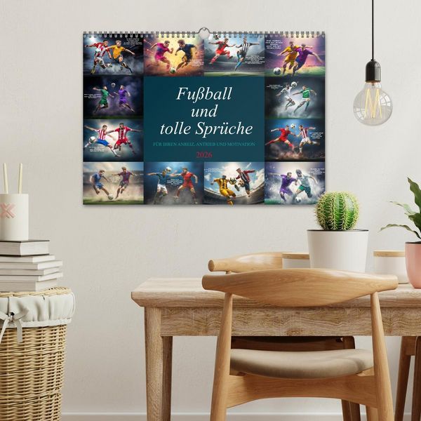 Produktbild: Fu&szlig;ball und tolle Spr&uuml;che (Wandkalender 2026 DIN A3 quer), CALVENDO Monatskalender
