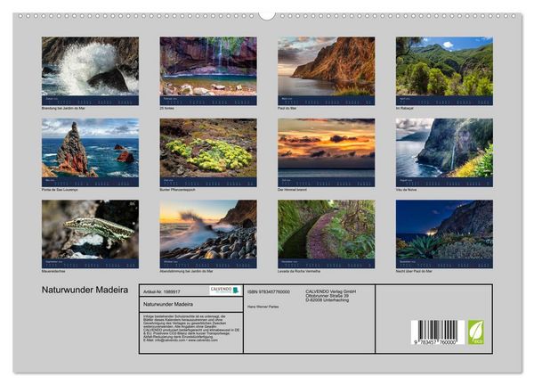 Produktbild: Naturwunder Madeira (hochwertiger Premium Wandkalender 2026 DIN A2 quer), Kunstdruck in Hochglanz