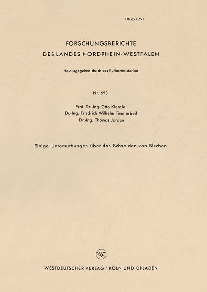 Produktbild: Einige Untersuchungen &uuml;ber das Schneiden von Blechen