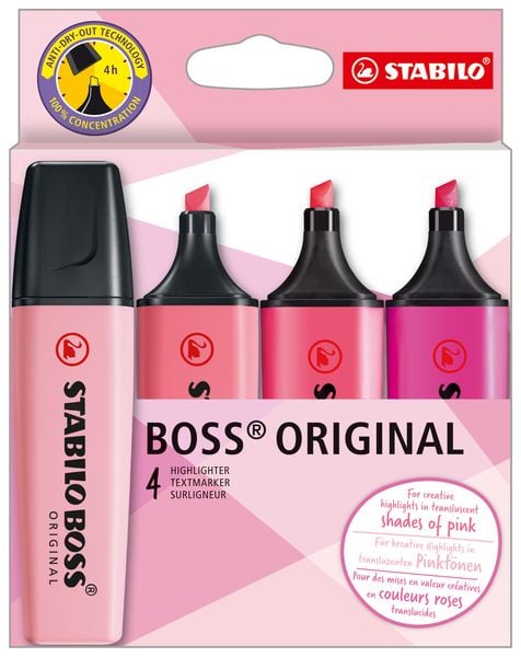 STABILO BOSS ORIGINAL 4er Etui Shades of Pink