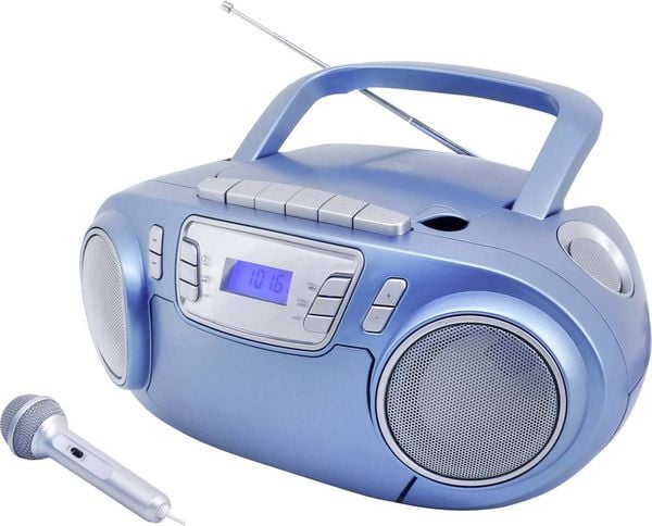 Soundmaster SCD5800BL CD-Radio UKW USB, Kassette, Radiorecorder Inkl. Mikrofon Blau