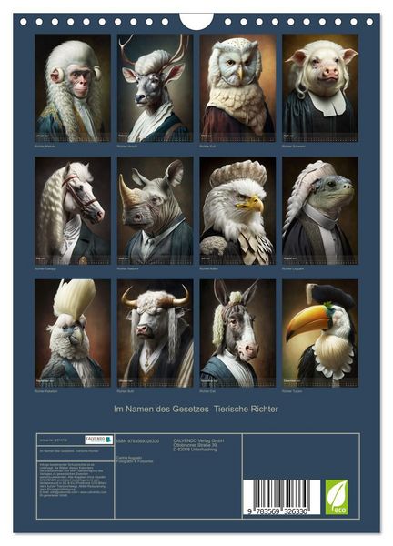 Produktbild: Im Namen des Gesetzes Tierische Richter (Wandkalender 2027 DIN A4 hoch), CALVENDO Monatskalender