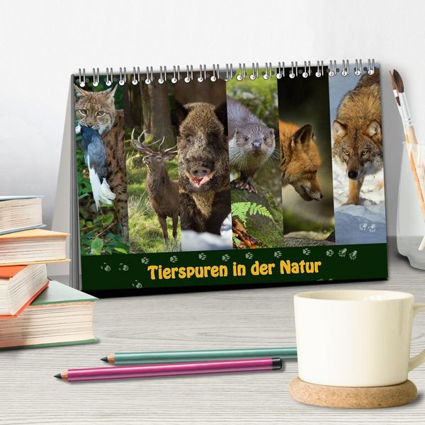 Produktbild: Tierspuren in der Natur (Tischkalender 2026 DIN A5 quer), CALVENDO Monatskalender