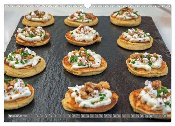 Produktbild: Perfekt angerichtet - Fingerfood, Appetizer und Desserts (Wandkalender 2026 DIN A3 quer), CALVENDO Monatskalender