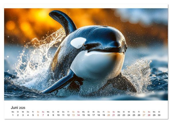 Produktbild: Orcas - ein Jahr voller Meer (Wandkalender 2026 DIN A2 quer), CALVENDO Monatskalender