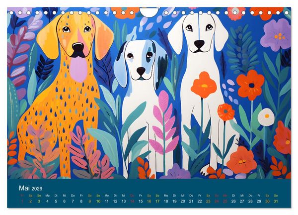 Produktbild: Hunde Kunstwerke - Hunde im Stil des Fauvismus k&uuml;nstlerisch gestaltet (Wandkalender 2026 DIN A4 quer), CALVENDO Monatskalender