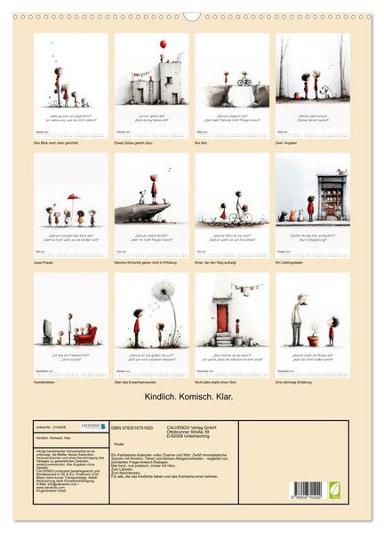 Produktbild: Kindlich. Komisch. Klar. (Wandkalender 2026 DIN A2 hoch), CALVENDO Monatskalender